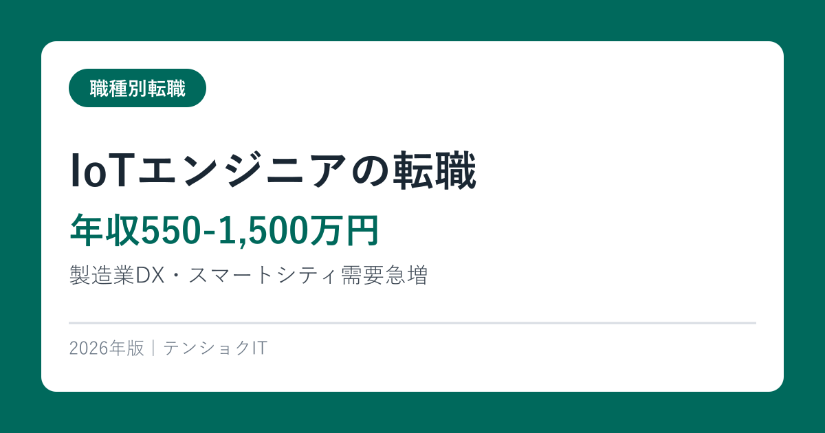 IoTエンジニアの転職【年収550-1,500万円】製造業DX・スマートシティ需要急増2026年