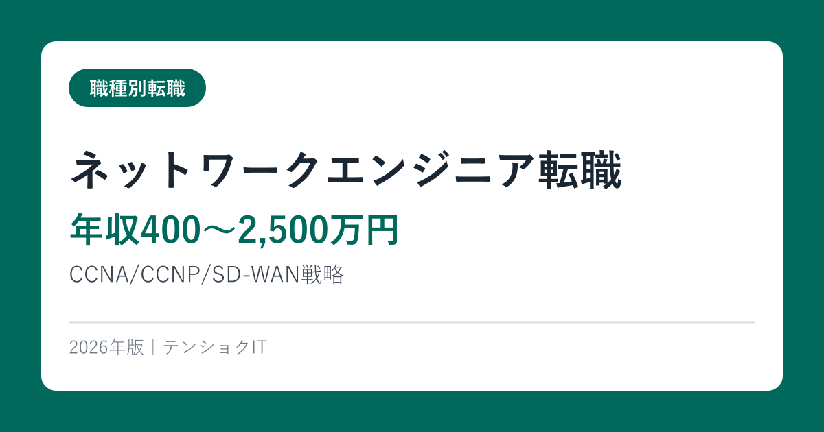 ネットワークエンジニア転職【年収400〜2,500万円・2026年最新】CCNA/CCNP/SD-WAN戦略