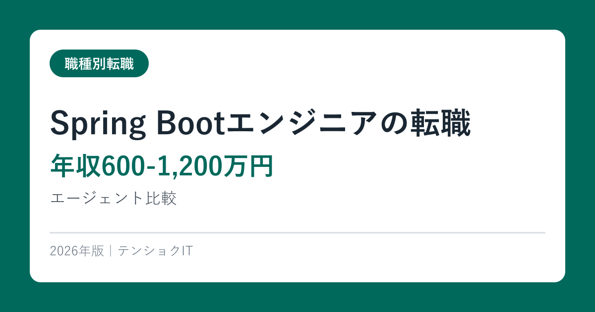 Spring Bootエンジニアの転職【年収600-1,200万円】エージェント比較2026年版